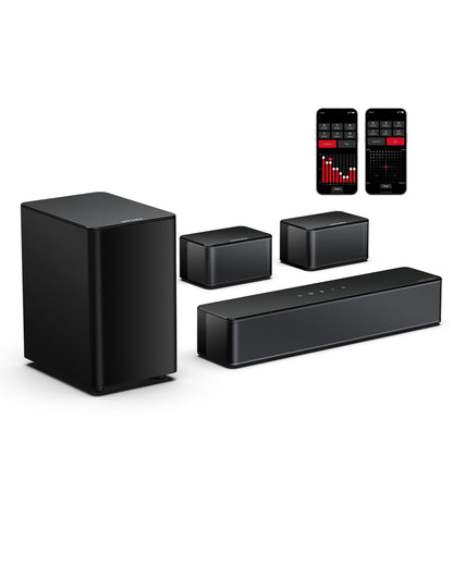 ULTIMEA 5.1 Surround Sound System for TV, Virtual Surround Sound Bar for Smart TV, APP Control, Home Theater Surround Speakers and Subwoofer Adjustable, Peak Power 320W, Poseidon D50 (2025 New Model)