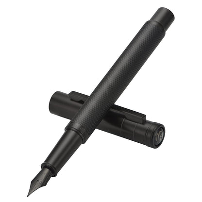 Matte Black Forest Fountain Pen Extra Fine Nib Classic Design with Converter and Metal Pen Box Set by Asvine