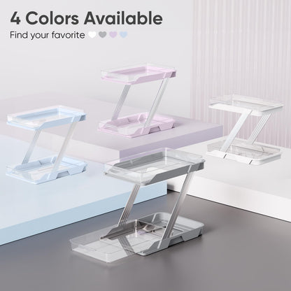 AUGBEAN 3 Pack Bathroom Organizers and Storage - Multi-Purpose,2-Tier Clear Pull Out Organization for Bathroom,Under Sink,Kitchen,Vanity,Countertop,Cabinet,Pantry & Medicine Cabinet,Pink