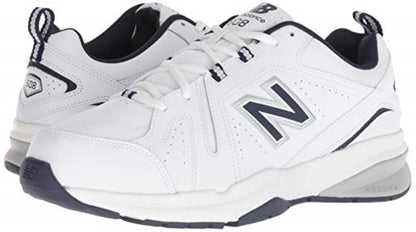 New Balance Men's 608 V5 Casual Comfort Cross Trainer, White/Navy, 10.5 Wide