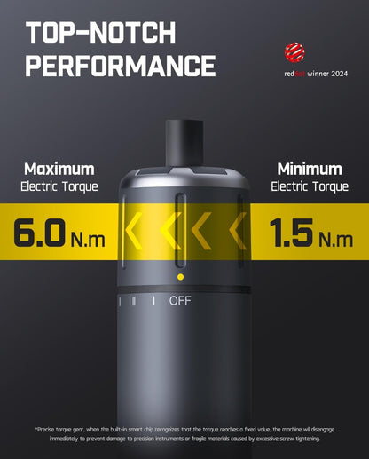 Fanttik S1 Pro 3.7V Electric Screwdriver, Power Screwdriver, 16 S2 Steel Bits, 3 Torque Settings, Max 6 N.m, 2000mAh Battery, LED Light, 1/4''Hex, Ideal Tool for Furniture, Gaming PC