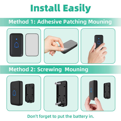 Doorbell Wireless Doorbell Classroom Doorbell IP66 Waterproof 115dB with 56 Chimes Door Bell Ringer Wireless 1000ft Range Battery Doorbells Chime Kit 7 Levels Volume Mute Mode for Home Kid Room Office