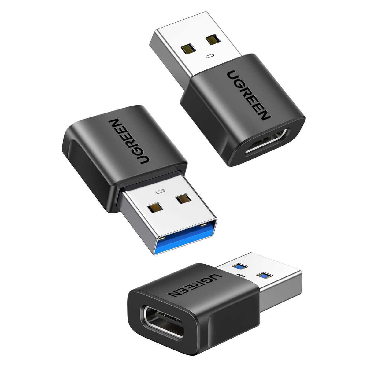UGREEN USB to USB C Adapter 3Pack, 10Gbps USBC Female to USBA Male Adapter Type C Charge Converter for iPhone 16 15 14 13 Plus Pro Max,iPad Air Mini 6 7,Samsung Galaxy S23 S24,Pad Air,Black