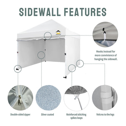 CROWN SHADES 10x10 Pop Up Canopy Tent Instant Commercial 1-Person Setup Patended Centerlock with 400D Silver Coated Fabric, 4 Sidewalls, 4" Wheels, 4 Upgraded Weights, Sto'N Go Bag, White