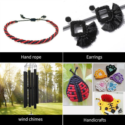 TONIFUL 1mm x 100 Yards Black Nylon Cord Satin String for Bracelet Jewelry Making Rattail Macrame Trim Cord Necklace Bulk Beading Thread Kumihimo Chinese Knot Craft