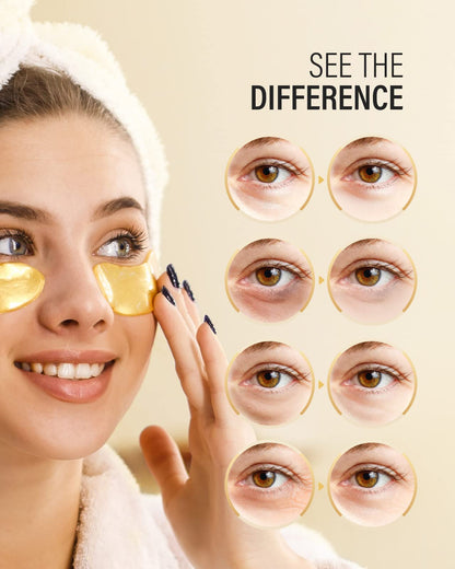 Maskiss 24k Gold Under Eye Patches (30 Pairs), Eye Mask, Collagen Skin Care Products, Eye Patches for Puffy Eyes, Eye Masks for Dark Circles and Puffiness.