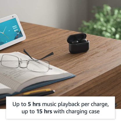 Amazon Echo Buds with Active Noise Cancellation (newest model), Wired charging case, Black