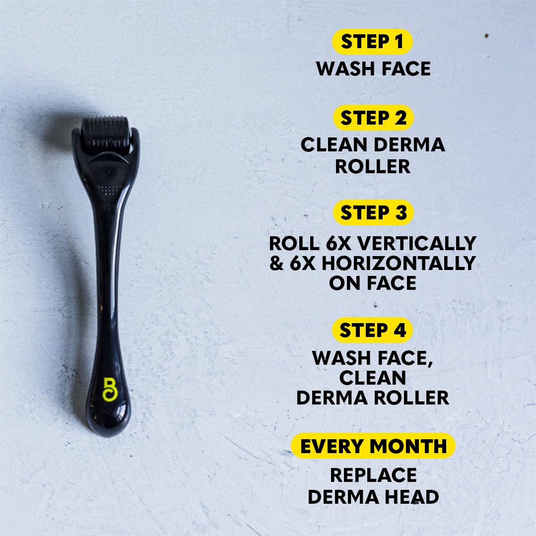 Beard Club Derma Roller & Beard Growth Oil - Microneedling Roller with 540 Titanium Coated Microneedles & Cedar, Sandalwood Beard Oil
