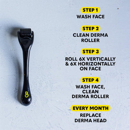 Beard Club Derma Roller & Beard Growth Oil - Microneedling Roller with 540 Titanium Coated Microneedles & Cedar, Sandalwood Beard Oil