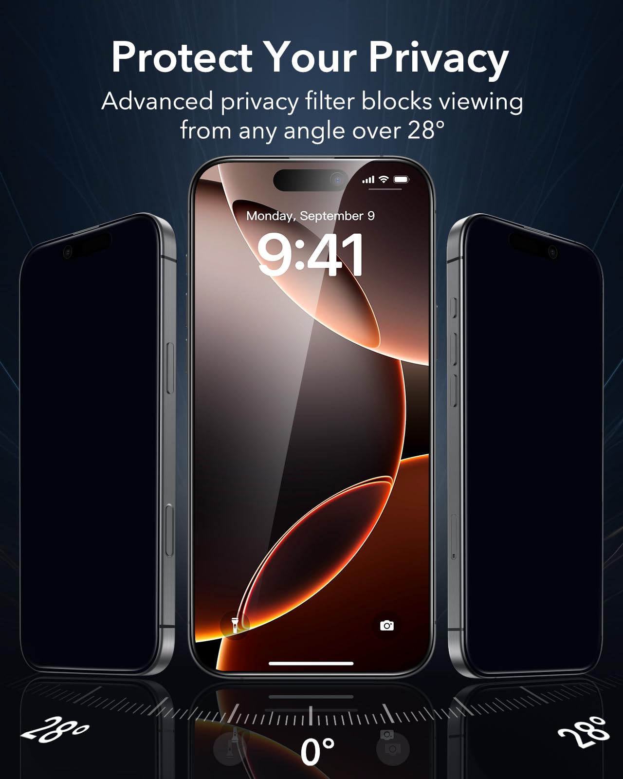 ESR 3 Pack 9H+ Glass for iPhone 16 Pro Max Privacy Screen Protector, [Military Grade Shatterproof & Longest Durable] Armorite Anti-spy Tempered Glass with UltraFit Tray