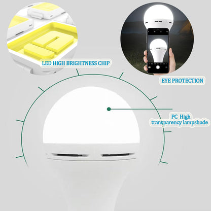 6Pack White Rechargeable Emergency 15W LED Light Bulb,Stay Lights Up When Power Failure,100W Equivalent,1500lm,White Light 6000K,E26/27 Base,2200mAh Lithium Battery