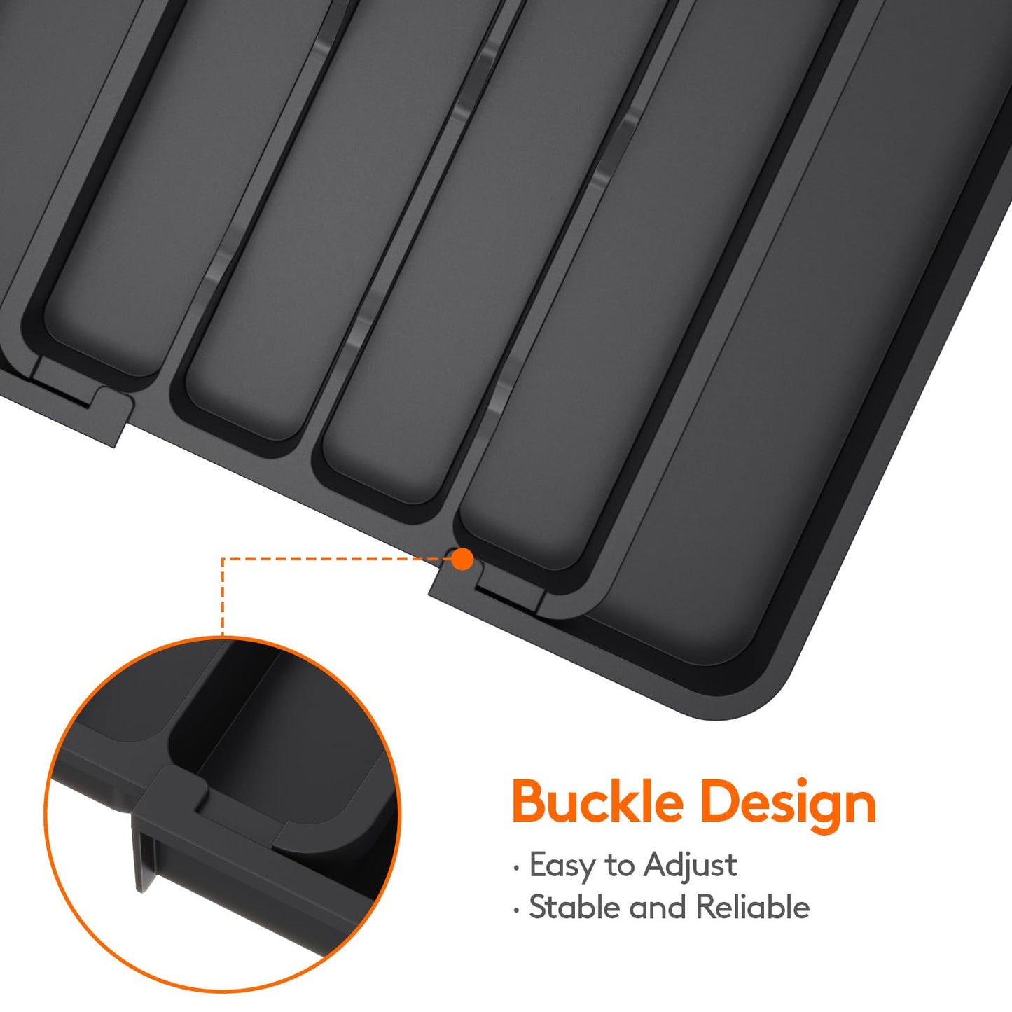 Lifewit Silverware Drawer Organizer, Expandable Utensil Tray for Kitchen, BPA Free Flatware and Cutlery Holder, Adjustable Plastic Storage for Spoons Forks Knives, 8.5"-14.1" x 12.1", Black