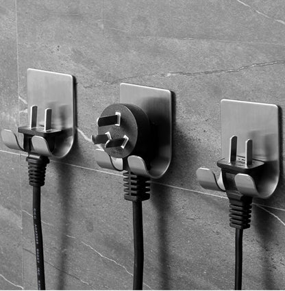 No-Drill Stainless Steel Razor Holder Adhesive Wall-Mounted Shaving Organizer Plug Hook and Storage Rack for Bathroom and Kitchen Silver 2pcs