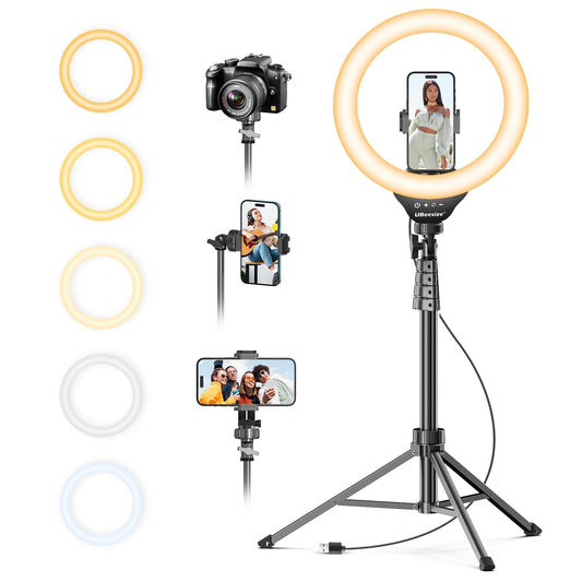 UBeesize 12'' Selfie Ring Light with 62’’ Tripod Stand for Video Recording, Live Streaming(YouTube, Instagram, TIK Tok), Compatible with Phones, Cameras and Webcams