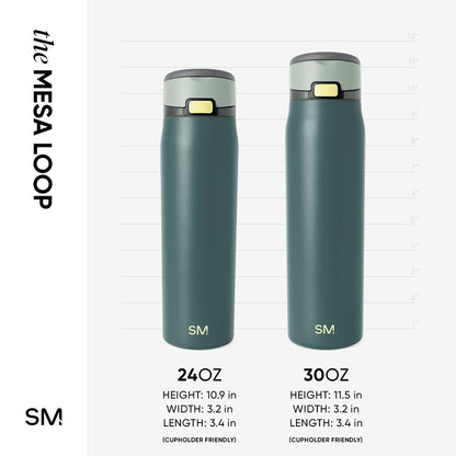 Simple Modern Mesa Loop Water Bottle with Straw | 24oz Cup Holder Friendly Insulated Stainless Steel Bottles for Travel, Sports and School | Steel Harbor