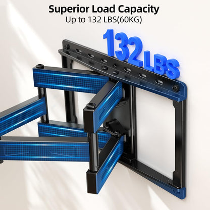 HOME VISION Full Motion TV Wall Mount Bracket for 32-85 Inch Flat/Curved TVs, Dual Articulating Arms with Swivel Tilt Level, 132Lbs Capacity, Fits 16 Inch Studs, Max VESA 600x400mm
