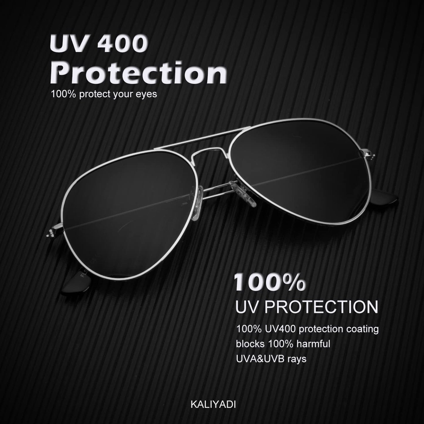 KALIYADI Polarized Aviator Sunglasses for Men Women Metal Sun glasses UV Blocking, 3 PACK(Golden Black/Silvery Black/Night Vision, 62mm)