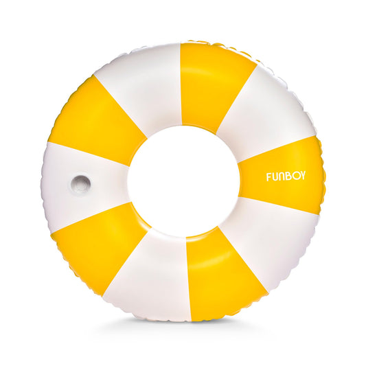 FUNBOY Giant Vintage Orange Stripe Inflatable Tube Pool Float with Cup Holder 48" | Large Pool Float for Adults | Inner Tube Swimming Pool Toys Swim Rings | Pool Lounger Float for Pool Party & Summer