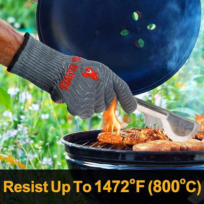 ZOPTIL Oven Gloves Grill Gloves, 1472℉ Heat Proof Non-Slip Grill Oven Gloves with Fingers, Men & Women BBQ Accessories for Cooking, Barbecuing, Baking, Kitchen and Cutting - 1 Pair（11inch）