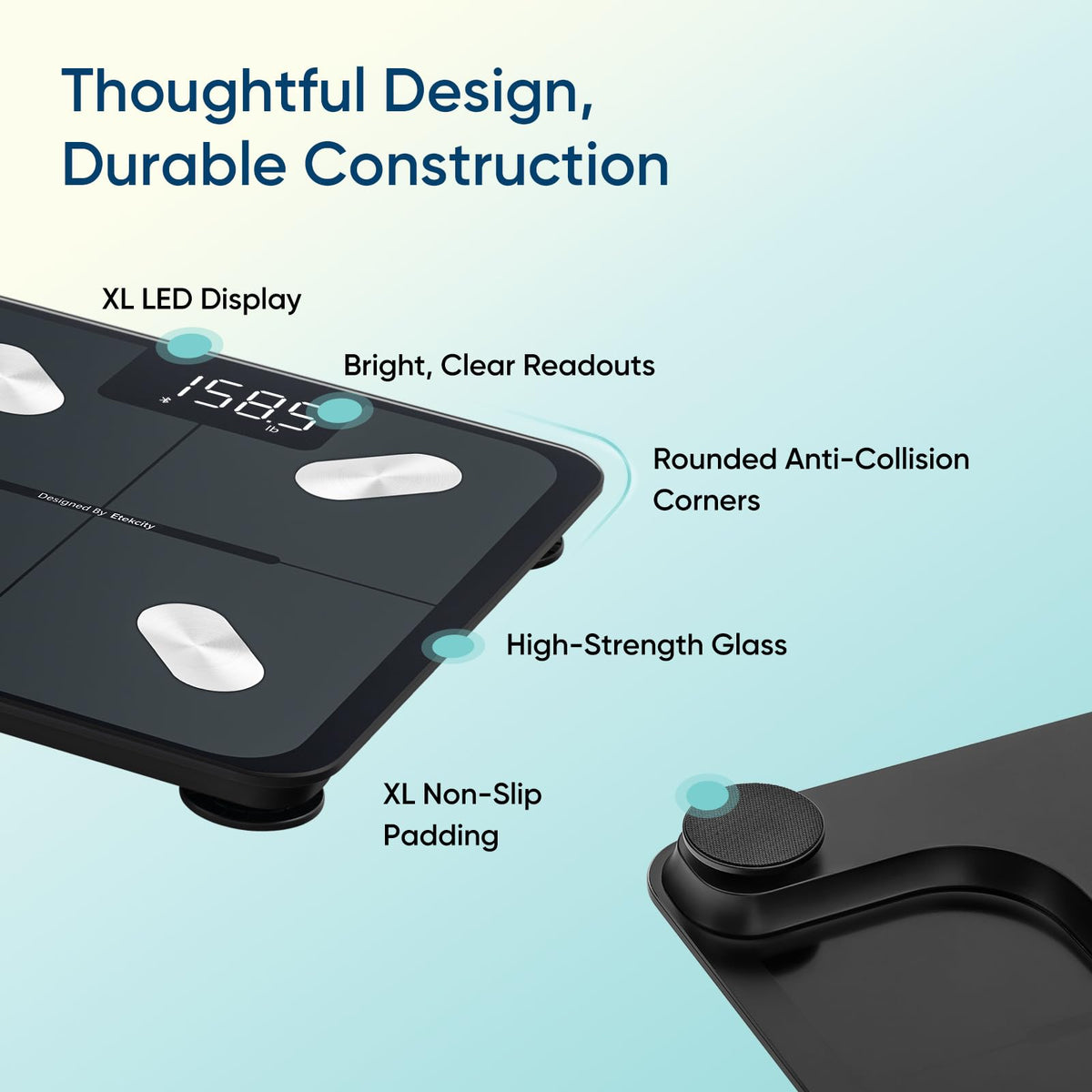 Etekcity Smart Scale for Body Weight, FSA&HSA Eligible, Bathroom Digital Weighing Scale with BMI, Body Fat, Muscle Mass, Accurate Bluetooth Home User Health Equipment Sync Apps