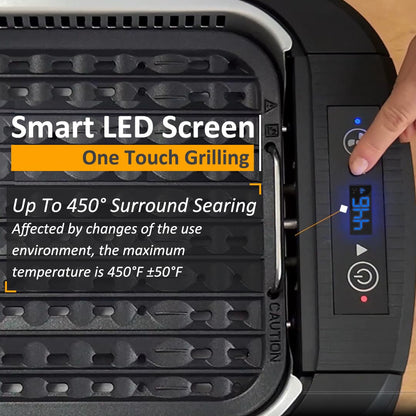 Smokeless Grill Indoor, CUSIMAX Electric Grill, 1500W Portable Korean BBQ Grill with LED Smart Display & Tempered Glass Lid, Non-stick Removable Plate, Dishwasher Safe, Black