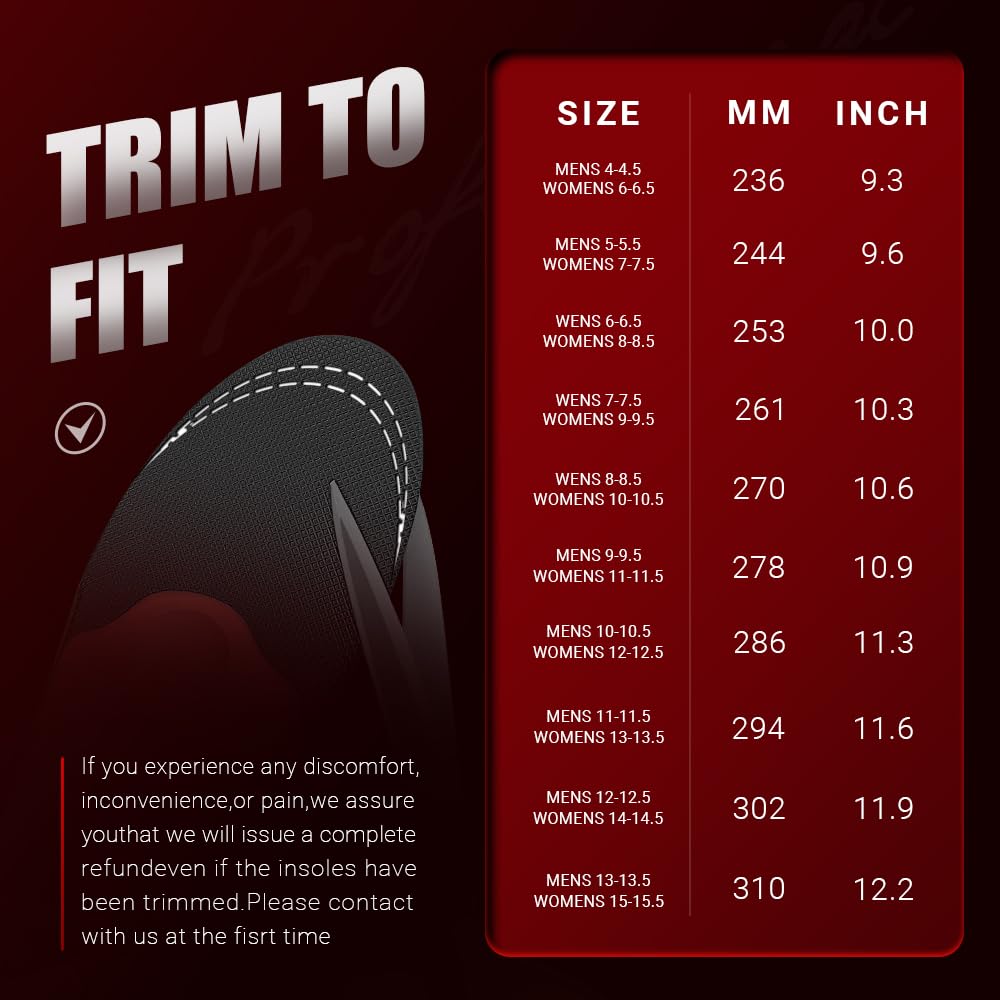 VALSOLE 250+ lbs Plantar Fasciitis High Arch Support Insole for Men Women,Heavy Duty Support Pain Relief Orthotics Insert,Relieve Flat Feet,High Arch,Foot Pain,Standing All Day Boot Work Shoe Insole