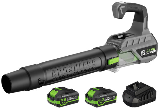 Leaf Blower with Brushless Motor, 580CFM/160MPH Leaf Blower Cordless, Electric Lightweight Blower with 2X4.0Ah Batteries and Charger, 2 Speed Modes, for Lawn Care, Patio Cleaning, etc.