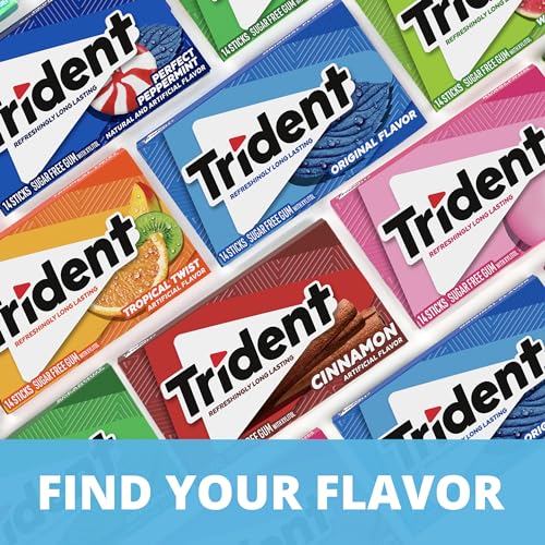 Trident Mint Bliss Sugar Free Gum, 12 Packs of 14 Pieces (168 Total Pieces)