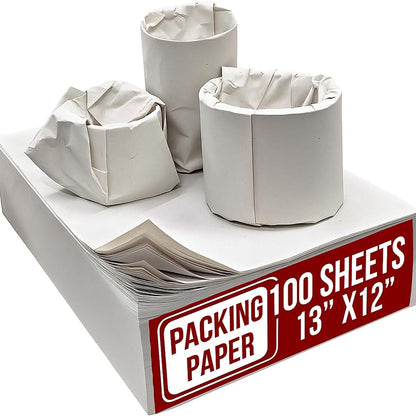 13"x12" 100 Sheets White Packing Paper Sheets for Moving Supplies, Protecting Fragile China and Glasses,Small Wrapping Paper for Shipping and Moving Box Filler