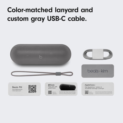 Beats Pill x Kim Kardashian - Wireless Bluetooth Speaker and Portable Charger via USB-C - Up to 24 Hours Battery Life, IP67 Water Resistant, Apple & Android Compatible, Built-in Mic – Dark Gray