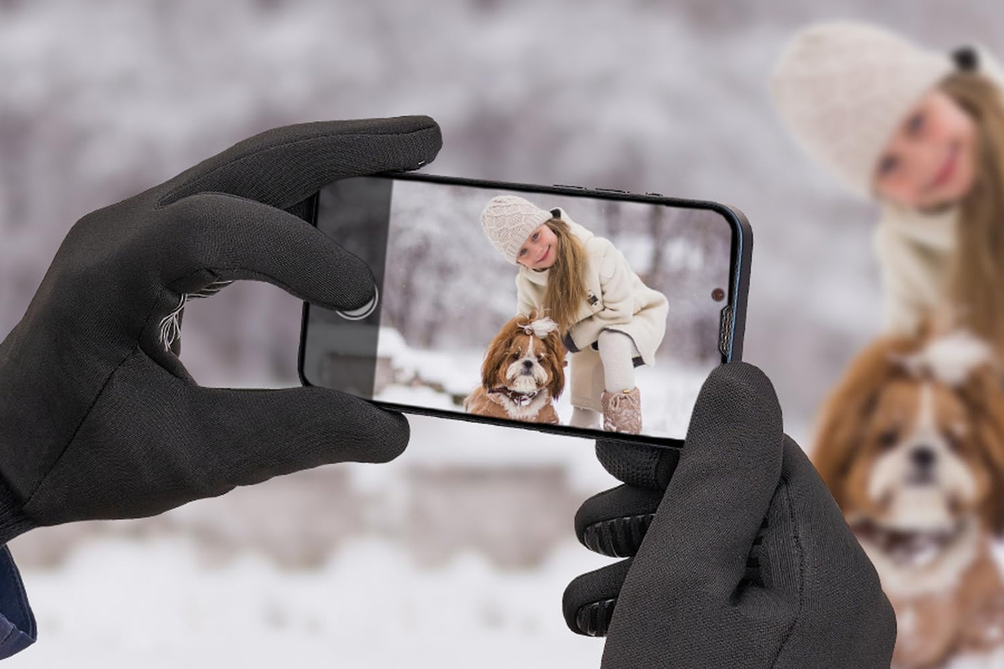 LOUXPERT Winter Waterproof Gloves for Women: Water Proof Touch Screen Gloves for Men Running Hiking, Cold Weather Touchscreen Phone Texting Warm Snow Water Resistant Thermal Black