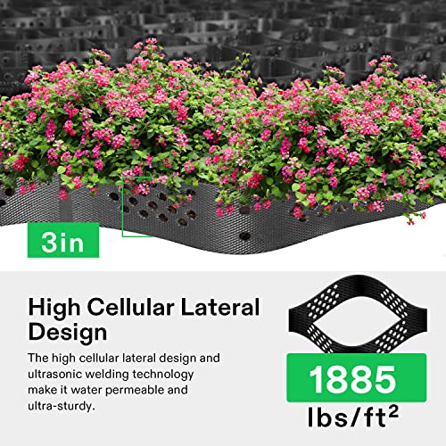 VIVOSUN 3’’ Depth Ground Grid, 9x17 ft, High-Density HDPE Geo Cell, 1885 lbs per sq ft Load, Foldable & Tensile, Easy Installation with Gloves, Perfect for Gardens, Driveways, Pathways, Slopes
