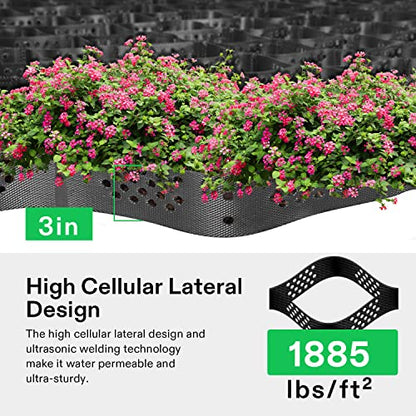 VIVOSUN 3’’ Depth Ground Grid, 9x17 ft, High-Density HDPE Geo Cell, 1885 lbs per sq ft Load, Foldable & Tensile, Easy Installation with Gloves, Perfect for Gardens, Driveways, Pathways, Slopes
