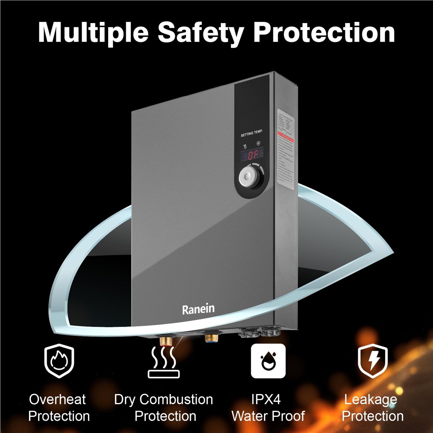 Ranein Electric Tankless Water Heater, 27kW 240V on Demand Instant Endless Water Heater with LED Temperature Display for Residential Whole House Shower, Space Saving