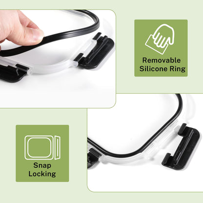 8 Pack Borosilicate Glass Food Storage Containers with Lids, Glass Meal Prep Containers, Airtight Bento Lunch Boxes with Leak Proof Locking, Oven, Freezer and Dishwasher Safe, BPA Free, 5-35oz