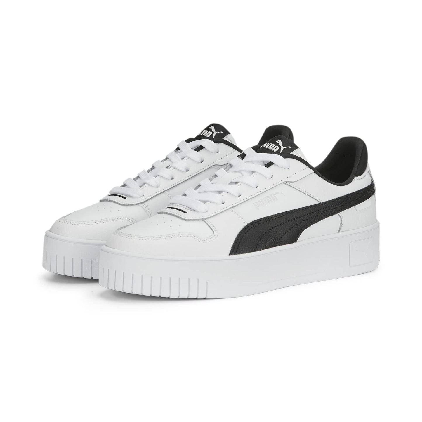 PUMA Women's Carina Street Shoes Sneaker, White-Black-Silver, 8