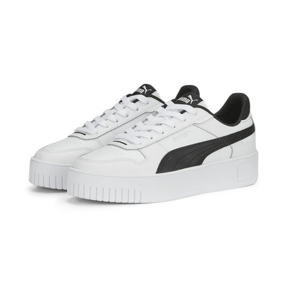 PUMA Women's Carina Street Shoes Sneaker, White-Black-Silver, 8