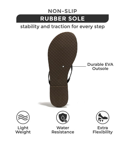 Project Cloud Flip Flops for Women - Memory Foam Flats Summer Sandals for Women 2025 - Vegan Leather Lightweight Womens Sandals Summer Beach Essentials Slides (Foundations, BlkPat, 8)