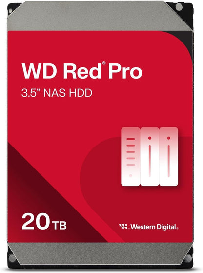 Western Digital 20TB WD Red Pro NAS Internal Hard Drive HDD - 7200 RPM, SATA 6 Gb/s, CMR, 512 MB Cache, 3.5" - WD202KFGX
