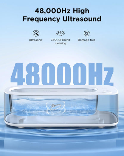 OSLTWI Ultrasonic Jewelry Cleaner Machine: 48KHz Ultra Sonic Cleaner for Jewelry,Eyeglass,Rings,Watch Band,Dentures,with Dual Cleaning Modes,350ML 304 Stainless Steel Tank,Gift for Wife,Mom,Daughter