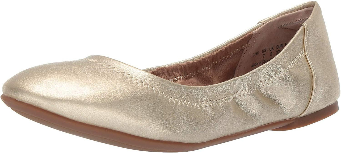Amazon Essentials Women's Belice Comfortable Slip-On Ballet Flats Shoes, Gold, 6.5 Wide