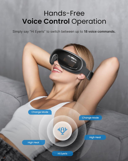 RENPHO Eye Massager with Heat and Cooling for Migraines, Mothers Day Gifts for Mom, Eyeris 3 FSA HSA Voice Control Eye Massager, Eye Care Device with DIY Massage Setting, Birthday Gifts for Women/Men
