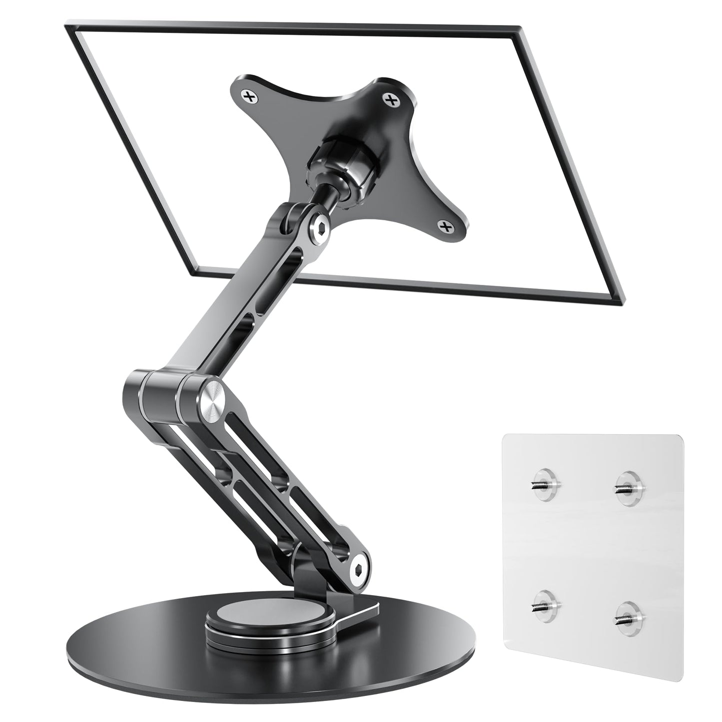 WEARSON 75mm VESA Mount Monitor Stand - Foldable Small Monitor Stand for 10" 13" 15.6" 16" 17" 17.3" inch Portable Monitor Stand Lay Flat support VESA 75*75mm (Black)