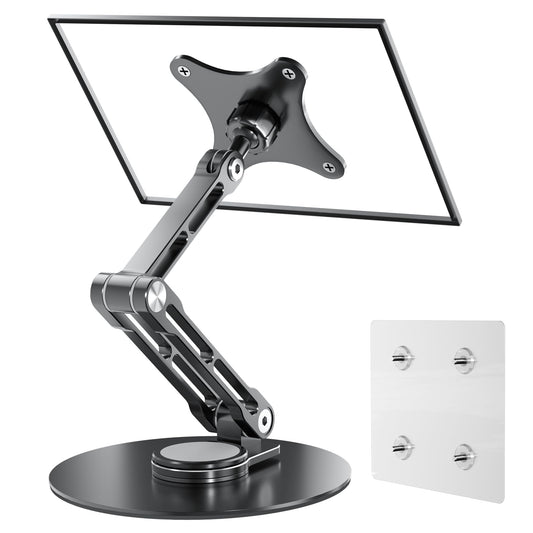 WEARSON 75mm VESA Mount Monitor Stand - Foldable Small Monitor Stand for 10" 13" 15.6" 16" 17" 17.3" inch Portable Monitor Stand Lay Flat support VESA 75*75mm (Black)