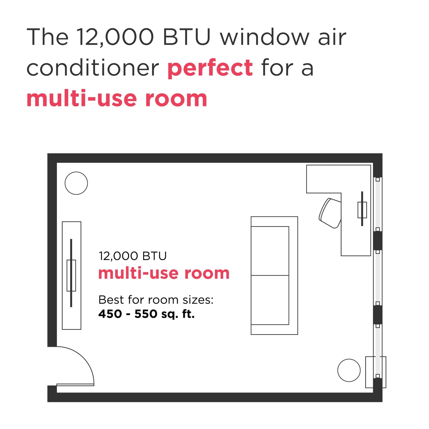 Frigidaire 12,000 BTU Window Air Conditioner with Remote Control, Cools Up to 550 Sq. Ft., Quiet Operation, Eco Mode, 3 Fan Speeds, Auto Restart, White