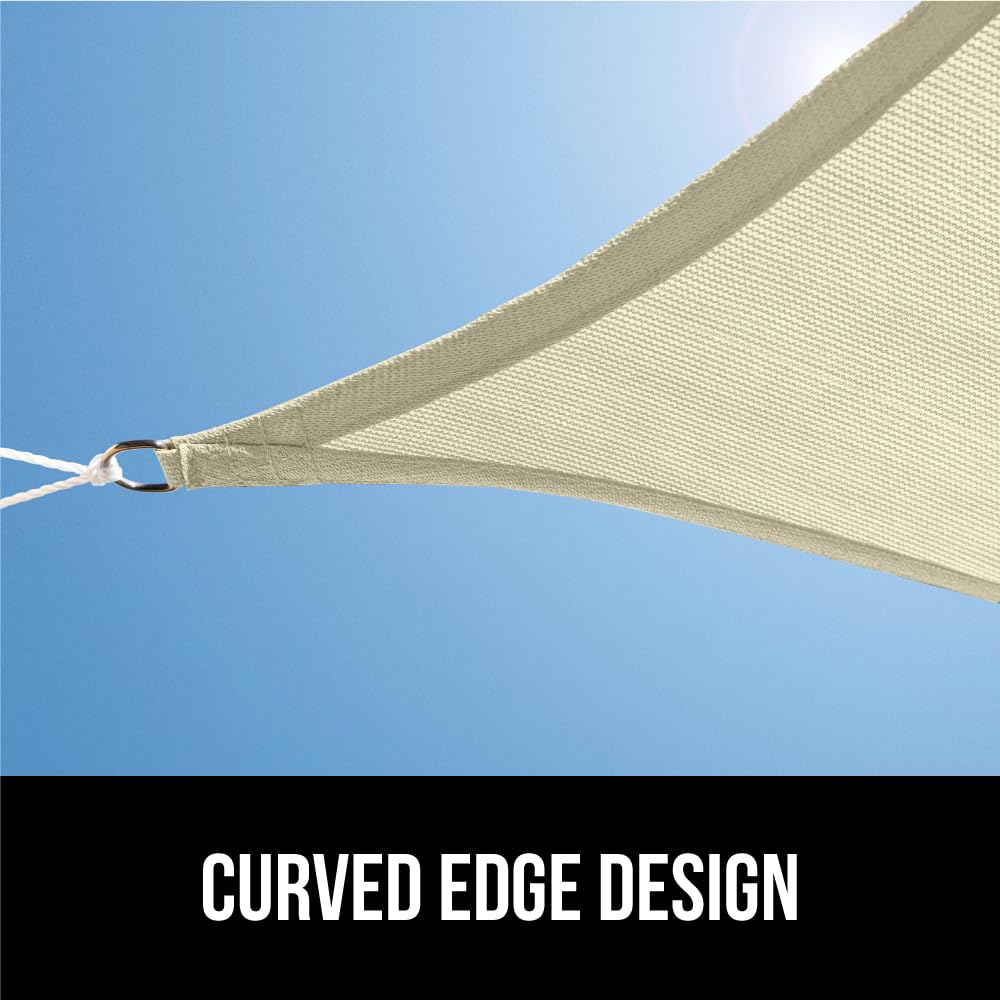 GORILLA GRIP Heavy Duty Sun Shade, UV Protection Fade Tear and Rust Resistant Rectangle Sunshade Canopy, Curved Edges Blocks Sunlight, Breathable Sail, Outdoor Patio, Lawn Garden 10x13 FT Butter Cream