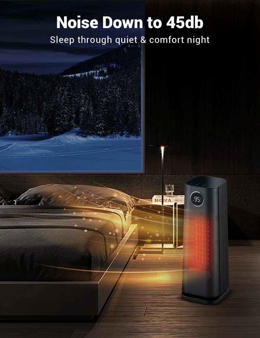 Wind Talk Space Heater for Indoor Use, 1500W Fast Electric Portable Ceramic Heaters with Thermostat, 4 Modes, 24H Timer, 70°Oscillating Room Heater with Remote for Office Bedroom Use, 2023 Upgraded