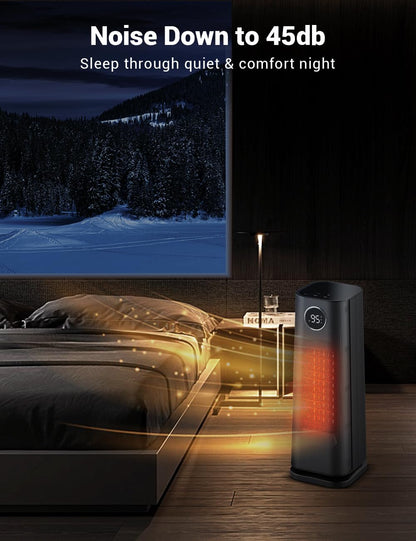 Wind Talk Space Heater for Indoor Use, 1500W Fast Electric Portable Ceramic Heaters with Thermostat, 4 Modes, 24H Timer, 70°Oscillating Room Heater with Remote for Office Bedroom Use, 2023 Upgraded