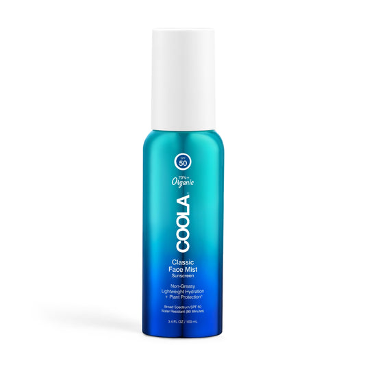 COOLA Organic Sunscreen SPF 50 Sunblock Face Mist, Dermatologist Tested Skin Care for Daily Protection, Vegan and Gluten Free, Natural Fragrance, 3.4 Fl Oz