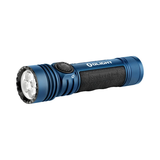 OLIGHT Seeker 4 Pro Rechargeable Flashlights, 4600 Lumens High Powerful Bright Light with USB C Holster, Waterproof IPX8 for Emergencies, Camping, Searching (Midnight Blue Cool White)